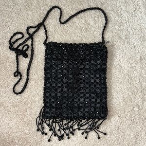 Bijoux Terner black beaded formal purse